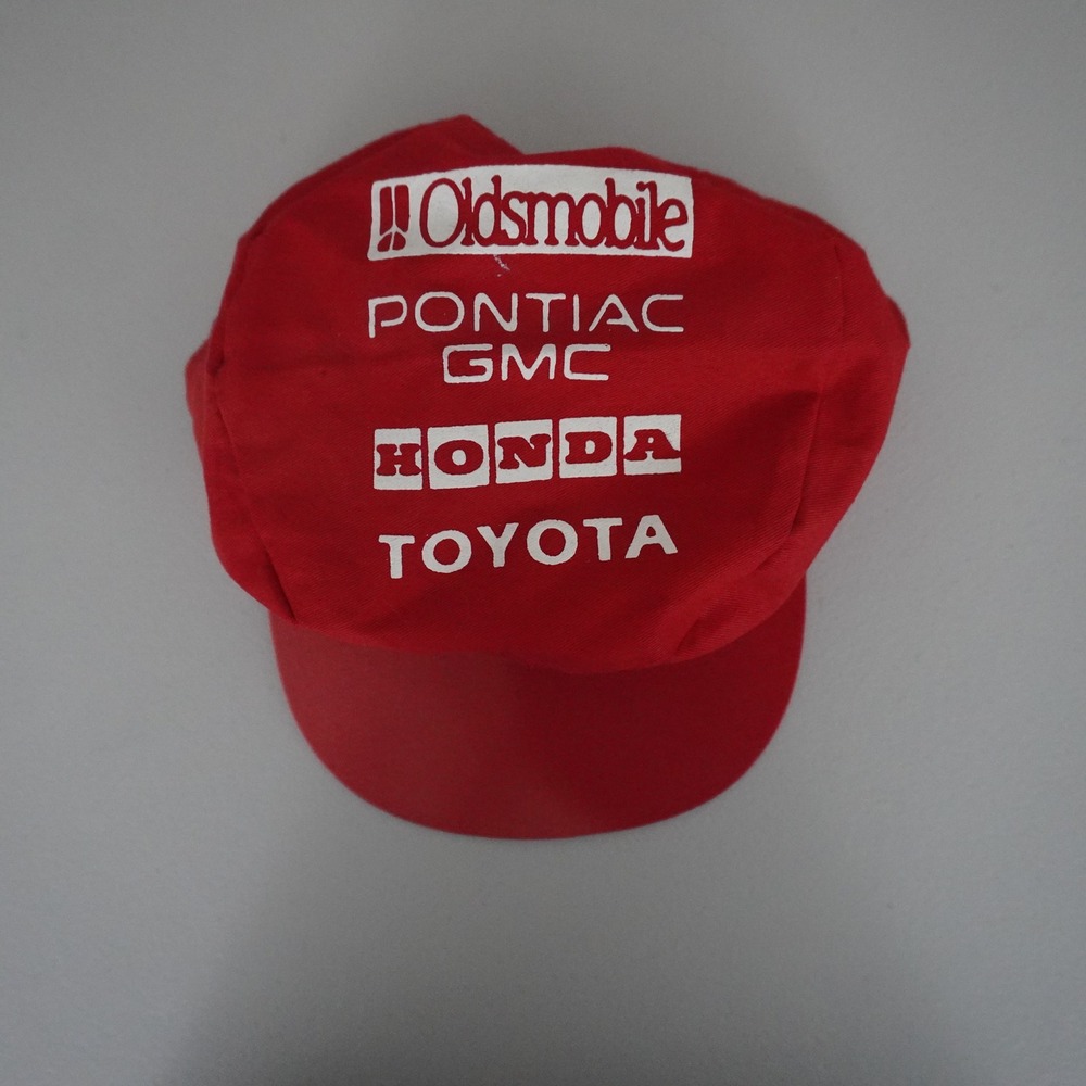 Vintage 80s KC Snapback Hat Mens OSFA Red Car Dealership Multi-Brand Graphic